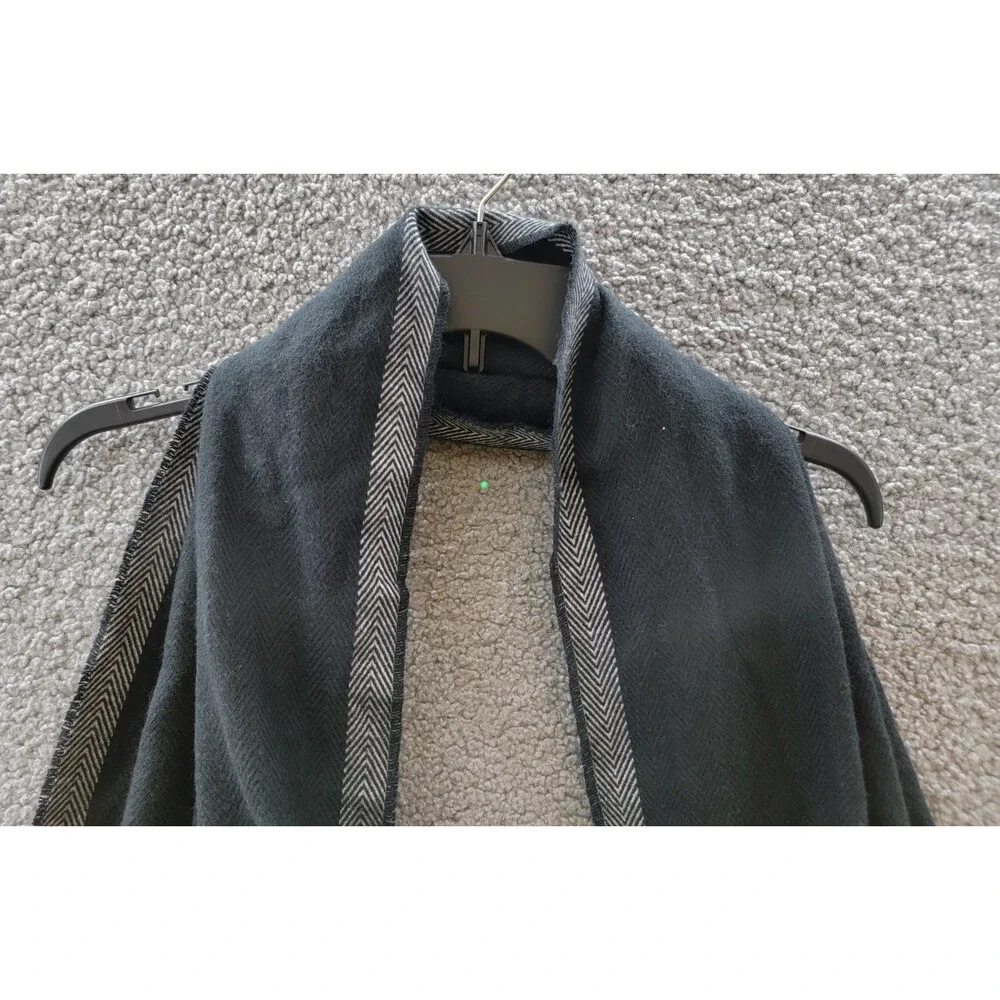Alfani Herringbone Scarf Men’s One Size Black Contrast Border Detail